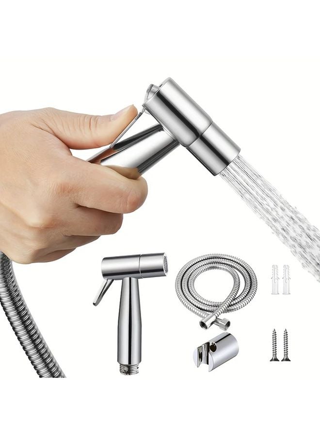 مجموعة بيديه يدوية فضية قابلة للتعديل بضغط الماء سهلة التركيب مثبتة على الحائط من الأي بي إس - Image 2