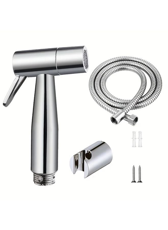 مجموعة بيديه يدوية فضية قابلة للتعديل بضغط الماء سهلة التركيب مثبتة على الحائط من الأي بي إس - Image 1