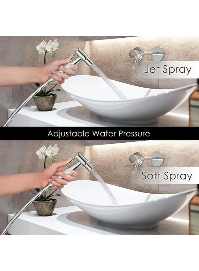 مجموعة بيديه يدوية فضية قابلة للتعديل بضغط الماء سهلة التركيب مثبتة على الحائط من الأي بي إس - Image 5