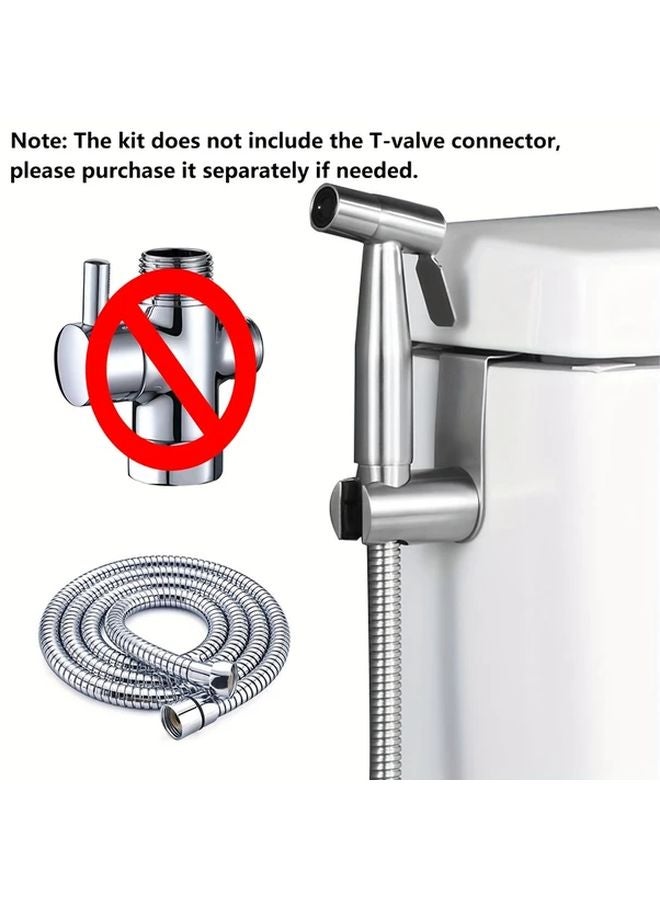 مجموعة بيديه يدوية فضية قابلة للتعديل بضغط الماء سهلة التركيب مثبتة على الحائط من الأي بي إس - Image 3