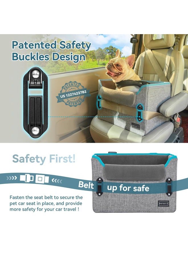 PETSFIT Dog Car Seats for Small Dogs, Portable Dog Booster Car Seat with Patent Safe Buckles, Clip-On Leash, Suitable for Small Pets Up to 25lbs (Grey) - Image 3