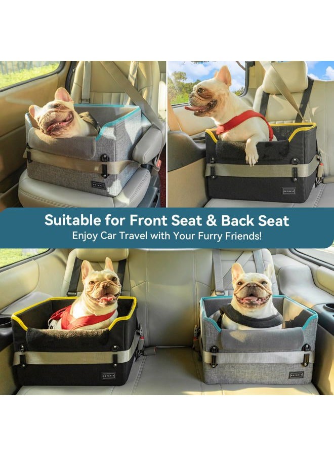 PETSFIT Dog Car Seats for Small Dogs, Portable Dog Booster Car Seat with Patent Safe Buckles, Clip-On Leash, Suitable for Small Pets Up to 25lbs (Grey) - Image 2