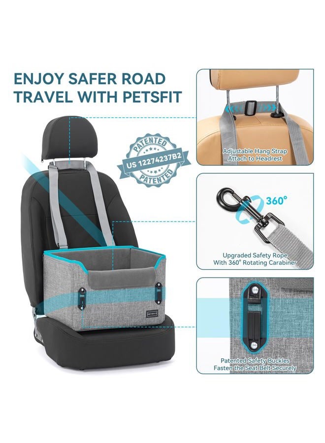 PETSFIT Dog Car Seats for Small Dogs, Portable Dog Booster Car Seat with Patent Safe Buckles, Clip-On Leash, Suitable for Small Pets Up to 25lbs (Grey) - Image 4