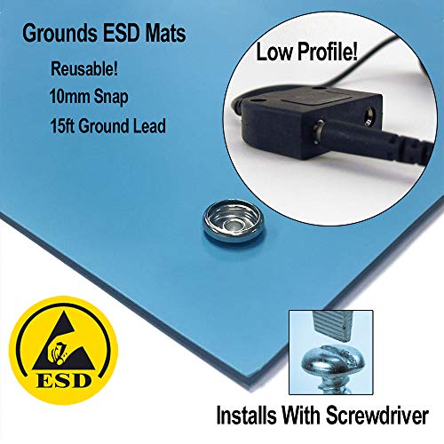 Static Care Alphastat Table Mat Grounding Kit - Universal Snap Kit and 15' 1 Meg Male Low Profile Ground Cord - Image 4