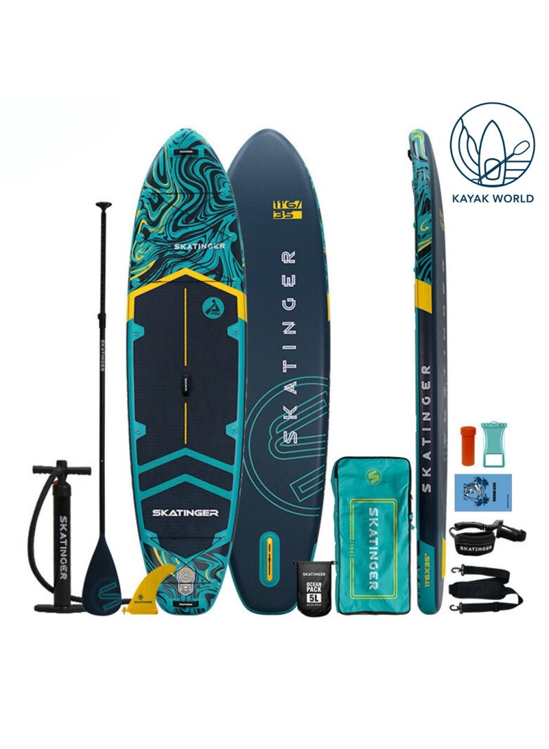 Generic Super Wide Inflatable Stand Up Paddle Board, Ultra Stable Wide SUP for 2+1 People/Family/Big Size w/Shoulder Strap, 100L Backpack, All-Round Sup Board, US Fin' - Image 1