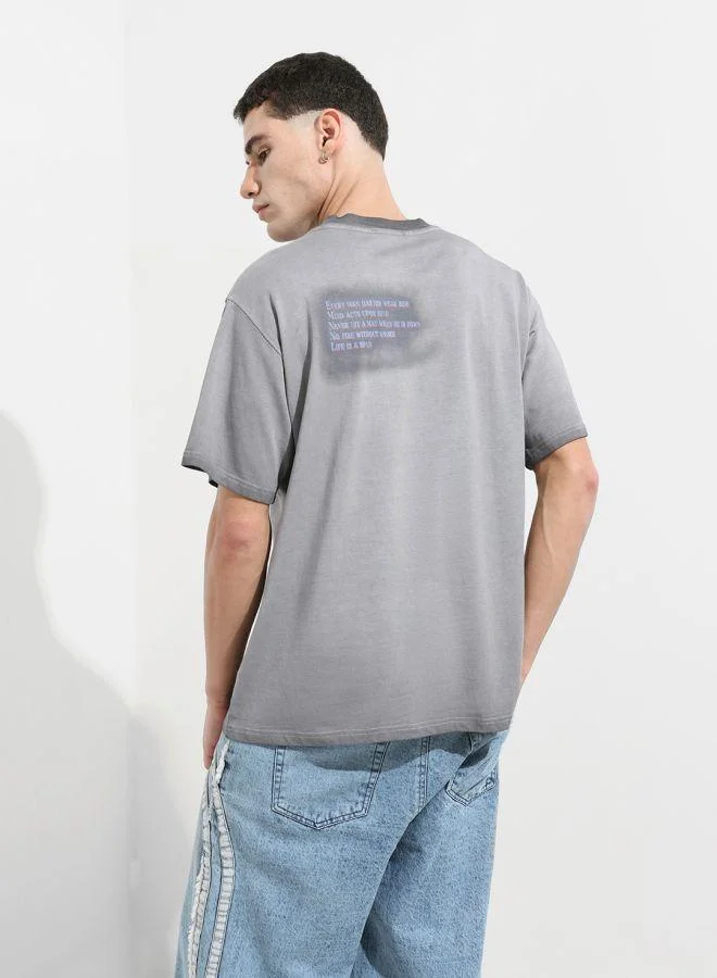 شركة المرآب الهندية Men Relaxed Fit Graphic Printed Crew Neck Half Sleeves T-Shirt