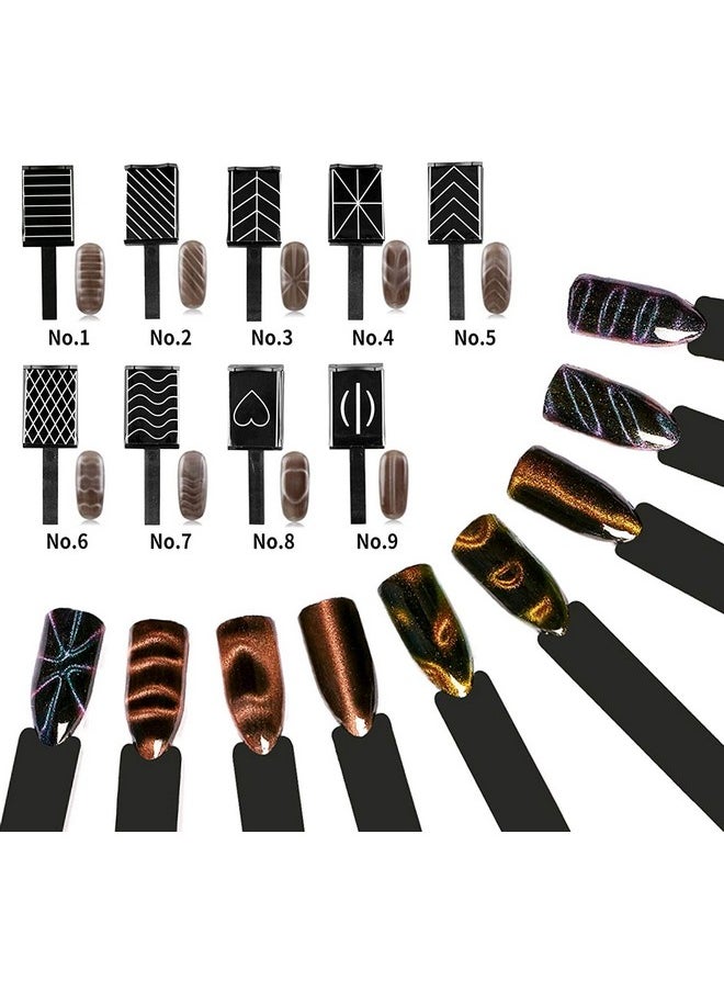 Ideal Swan 11 Piece Magnet Nail Art Polish Tool Set, Cat Eye Gel Polish 3d Gel Nails Cat Eye Plastic Tool-Suitable for DIY 3d Magnetic, Salon, Studio or Home  - Image 2