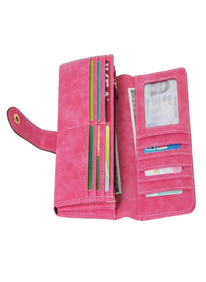 Cynure Women's Vegan Leather 17 Card Slots Card Holder Long Big Bifold Wallet - Image 3