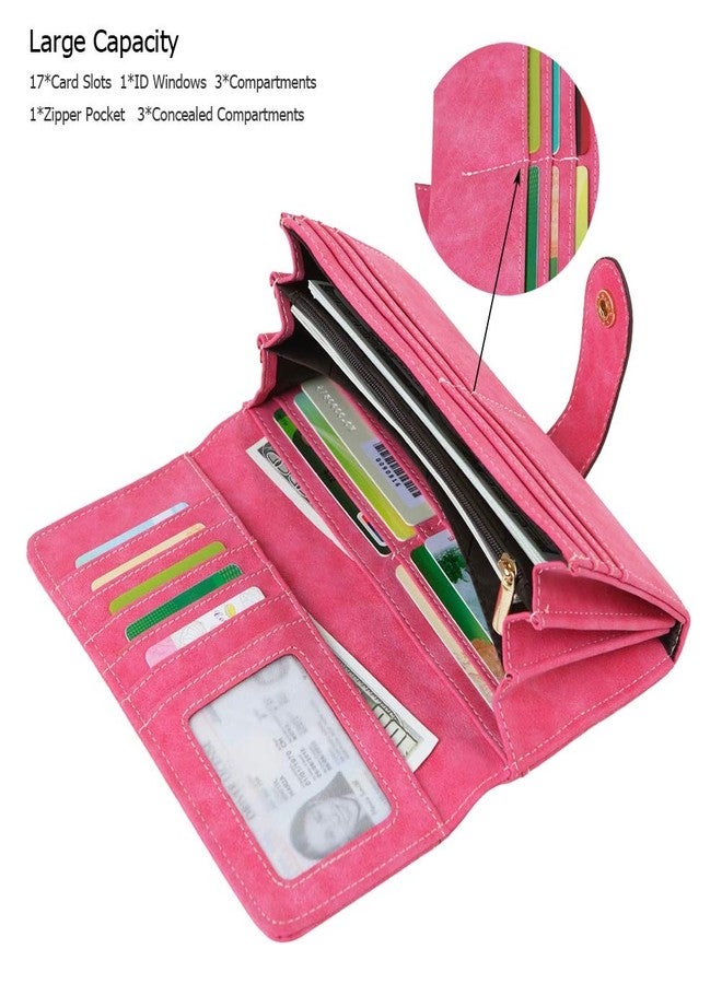 Cynure Women's Vegan Leather 17 Card Slots Card Holder Long Big Bifold Wallet - Image 2