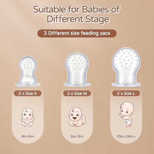 POIKSHARK 2 Pack Silicone Baby Fruit Feeder with Mini Freezer Tray, Breastmilk Popsicle Molds for Baby Teething Relief, Baby Teethers, Fresh Food Feeder for Safe Infant Self Feeding, Extra Food Pouches - Pink - Image 3