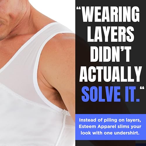 Esteem Apparel 3-Pack Original Men's Compression Shirt to Hide Gynecomastia Abs Chest Stomach Slimming Shapewear (X-Large, White) - Image 5