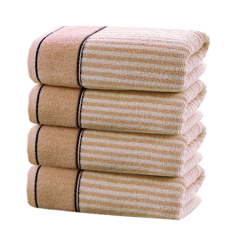 Pidada Hand Towels Set of 4 100 Cotton Striped Pattern Absorbent Soft Decorative Towel for Bathroom 134 x 291 Inch Brown
