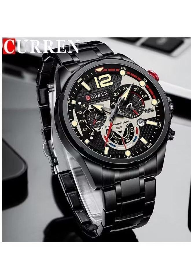 CURREN - Curren 8395 luxury sports chronograph watch for men - Black - Image 1