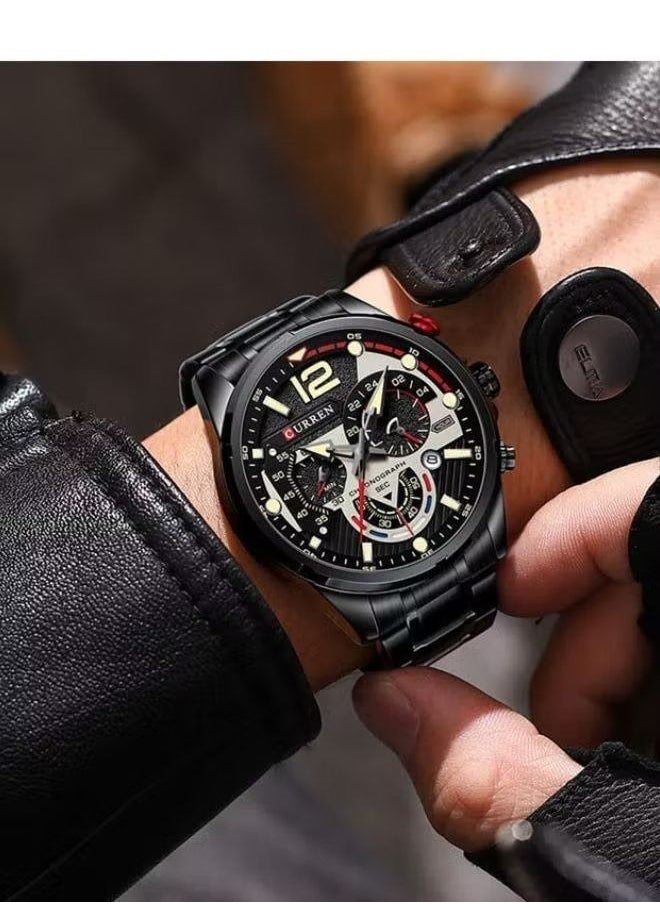 CURREN - Curren 8395 luxury sports chronograph watch for men - Black - Image 1