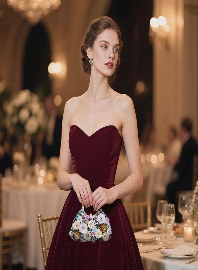 Fecialy Flower Clutch Purse for Women 3D Floral Evening Handbags Rhinestone Shoulder Crossbody Bag Formal Party Bride Wedding - Image 2