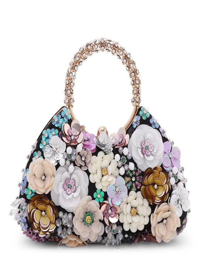 Fecialy Flower Clutch Purse for Women 3D Floral Evening Handbags Rhinestone Shoulder Crossbody Bag Formal Party Bride Wedding - Image 1