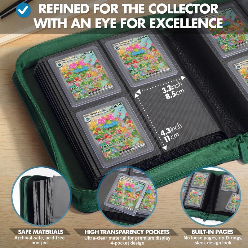 FunGuys Toploader Binder â€“ 4 Pocket Trading Card Binder for 128 Top Loaders, Pokemon Card Binder, MTG, Yugioh, Sports Cards, TCG Storage Album, Zipper Card Collector Folder - Image 4
