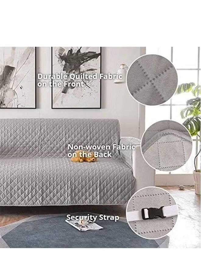 Water Repellent Sofa Covers Sofa Protectors from Pets Reversible Loveseat Couch Covers Non-Slip Furniture Slipcovers with Elastic Straps for Pets Kids (Grey)  - Image 3