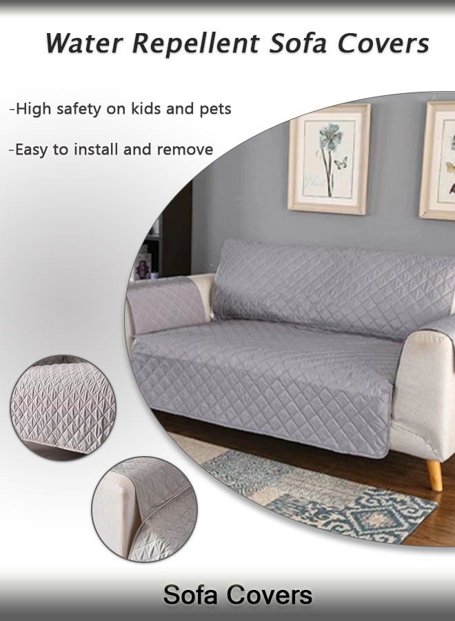 Water Repellent Sofa Covers Sofa Protectors from Pets Reversible Loveseat Couch Covers Non-Slip Furniture Slipcovers with Elastic Straps for Pets Kids (Grey)  - Image 1