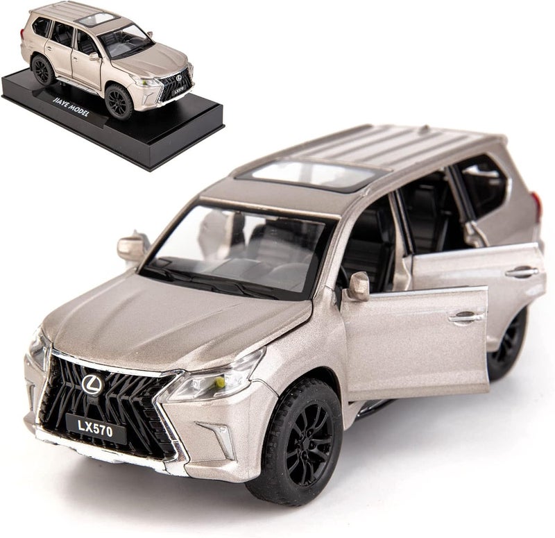 BDTCTK 1/32 Compatible for Lexus LX570 Off-Road in Luxury SUV Model Car, Zinc Alloy Pull Back Toy car with Sound and Light for Kids Boy Girl Gift(Silver) - Image 1