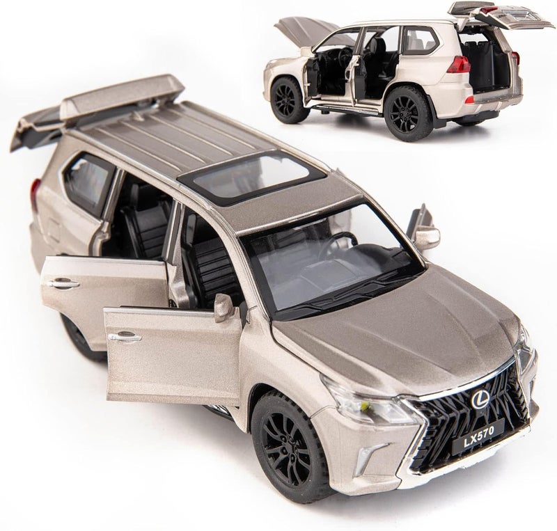 BDTCTK 1/32 Compatible for Lexus LX570 Off-Road in Luxury SUV Model Car, Zinc Alloy Pull Back Toy car with Sound and Light for Kids Boy Girl Gift(Silver) - Image 2