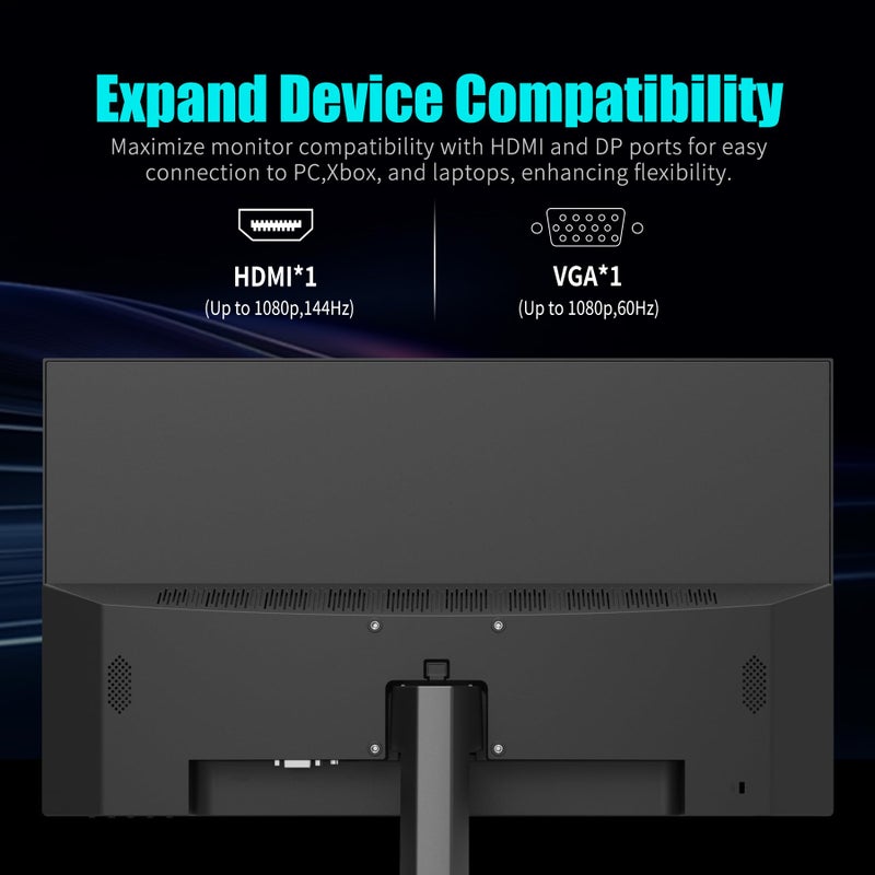 Viewedge Gaming Monitor 27 Inch FHD 144hz, 1ms IPS 1080p Computer Monitor with 110% sRGB, Bluelight Filter, HDMI & VGA Port, Support Freesync and Wall Mount - Image 5
