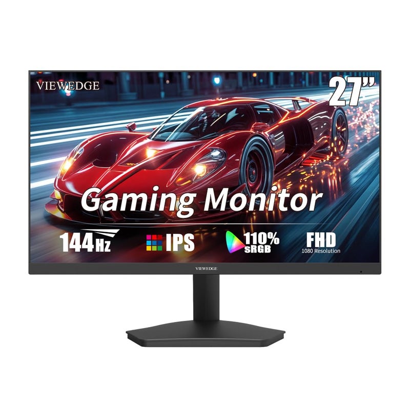 Viewedge Gaming Monitor 27 Inch FHD 144hz, 1ms IPS 1080p Computer Monitor with 110% sRGB, Bluelight Filter, HDMI & VGA Port, Support Freesync and Wall Mount - Image 1