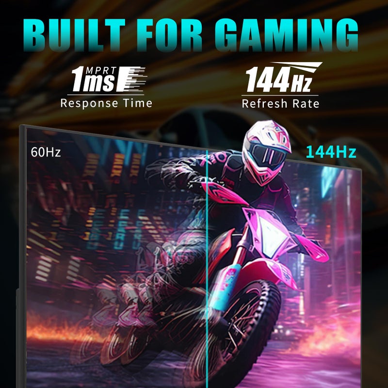 Viewedge Gaming Monitor 27 Inch FHD 144hz, 1ms IPS 1080p Computer Monitor with 110% sRGB, Bluelight Filter, HDMI & VGA Port, Support Freesync and Wall Mount - Image 2