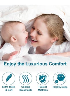 Asraar Premium 14 cm Thick Cotton Mattress Topper with Soft Cotton Filling - Breathable Bed Pad with Fitted Corner Edges - Enhances Comfort and Support for Better Sleep - Soft Fluffy Mattress Protector for Back Pain Relief, Deep Pocket Mattress Cover, Size - 200 x 180 cm White  - Image 3