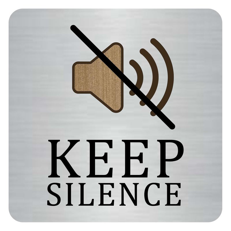 Zouple Keep Silence Sign, 6x6 Inch, Durable Steel, Self-Adhesive - Image 1
