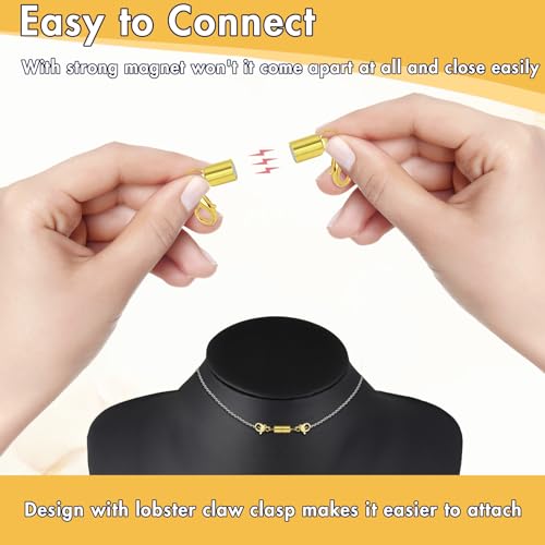 Bonison 12 Pack Magnetic Necklace Clasps and Closures. Necklace Jewelry Extender with Strong Magnet. Magnetic Necklace Clasp for Jewelry Necklace Bracelet Making. Gold and Silver Plating (Regular) - Image 3