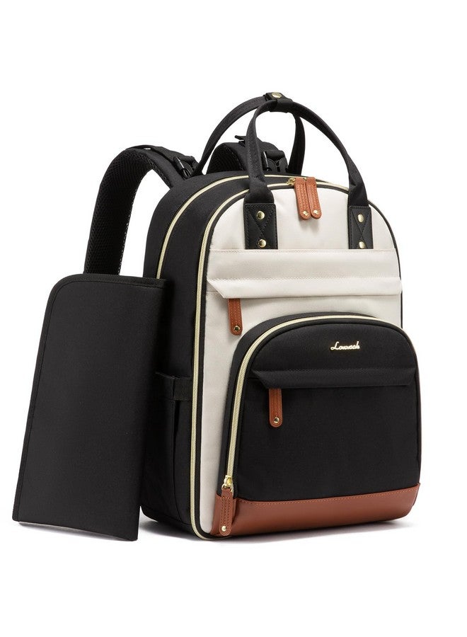 لوف فوك حقيبة ظهر للحفاضات من LOVEVOOK، حقيبة أطفال مع وسادة تغيير، حقيبة ظهر كبيرة للحفاضات للأولاد والبنات، حقيبة تسجيل مستلزمات الأطفال مقاومة للماء للأم والأب مع مشابك لعربة الأطفال، لون بيج وبني وأسود - Image 1