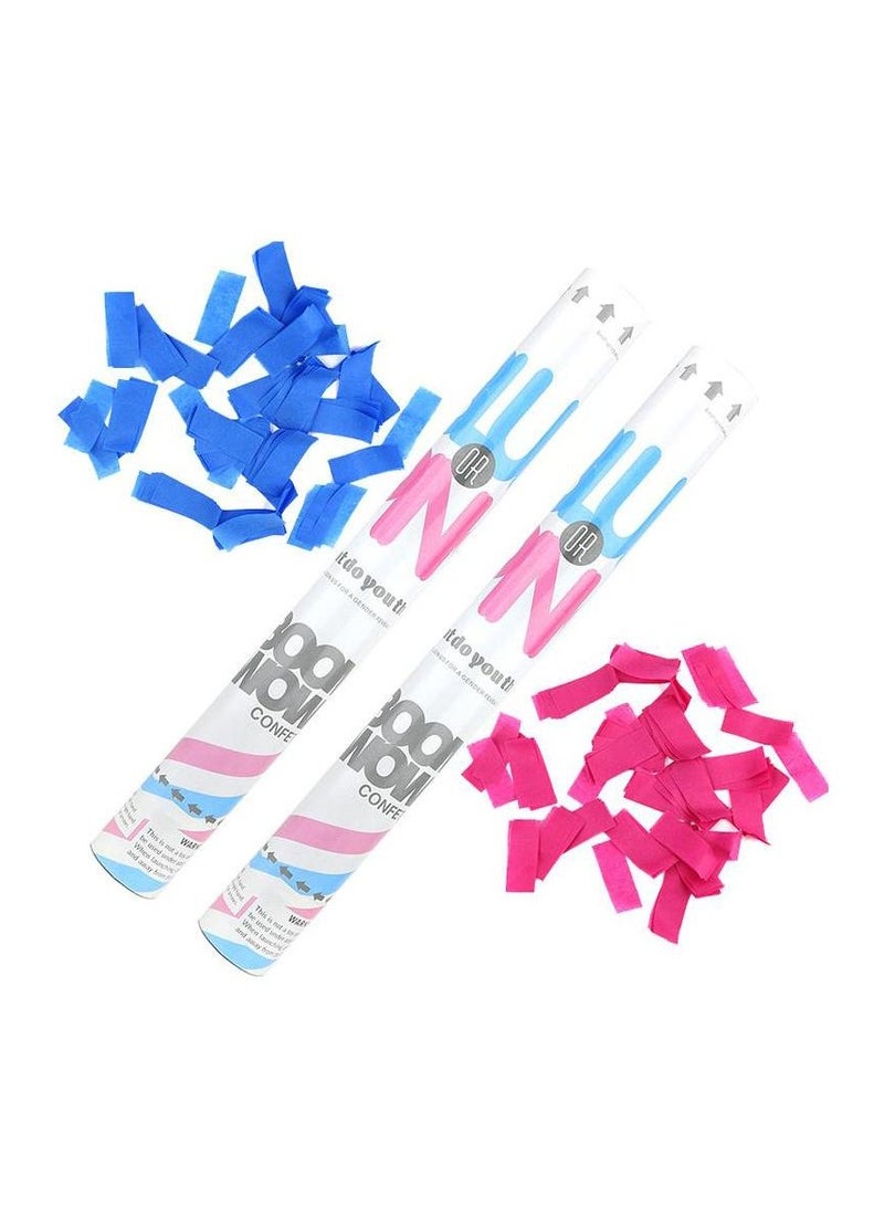 Big Black Balloon Gender Reveal Kit with Pink and Blue Confetti for Baby Shower Decorations.Blue Cannon and Pink Cannon Party Supplies Set for Boys and Girls. - Image 3