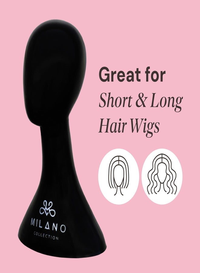 MILANO COLLECTION 17” PVC Lightweight Wig Head Mannequin, Wig Head Stand for Styling, Display, and Storage, Compatible with All T-Pins (Matte Black) - Image 5