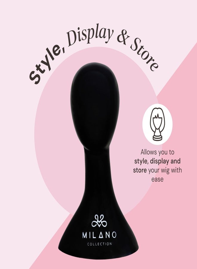 MILANO COLLECTION 17” PVC Lightweight Wig Head Mannequin, Wig Head Stand for Styling, Display, and Storage, Compatible with All T-Pins (Matte Black) - Image 3