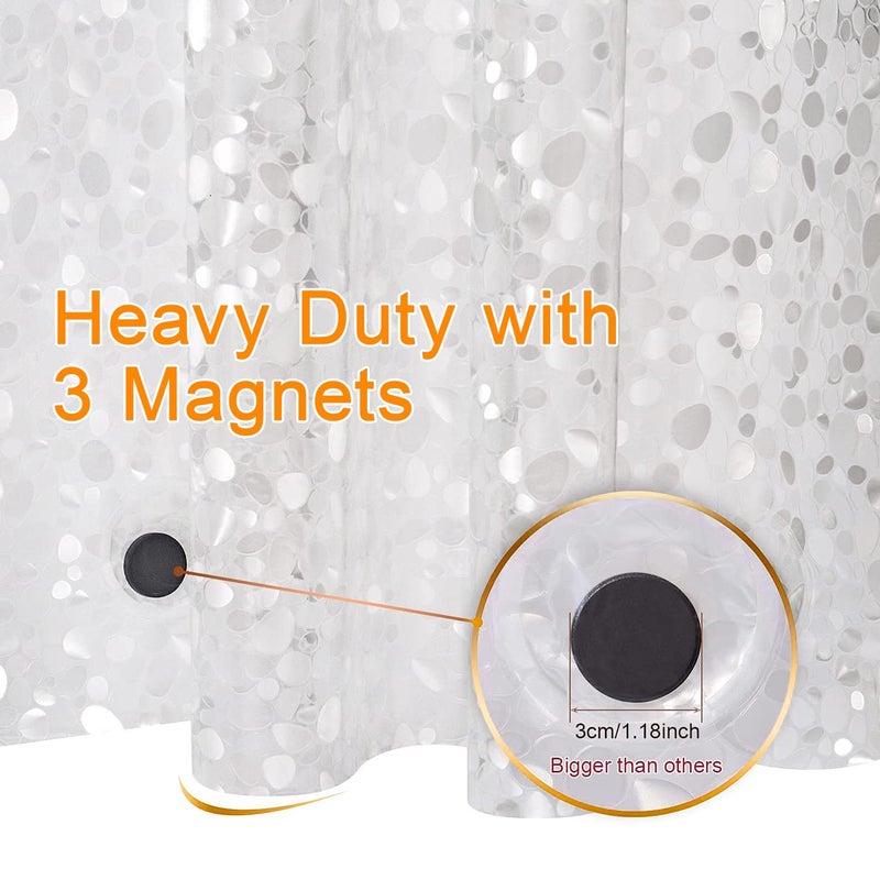 Bostofy EVA 3D Waterproof Shower Curtain Liner, Clear Extra Long Bathroom Shower Liner with Rustproof Metal Gromments and Weighted Magnet,72â€Width x 84â€Length - Image 3