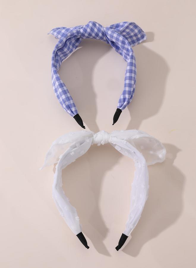 Take Two Pack of 2 - Checked Print Lace Headband - Image 3