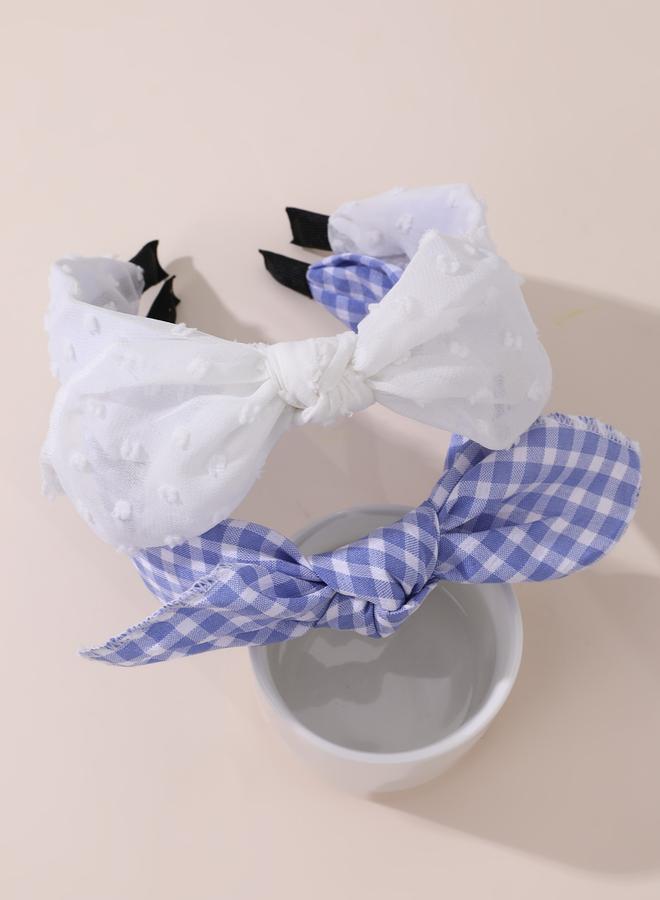 Take Two Pack of 2 - Checked Print Lace Headband - Image 1