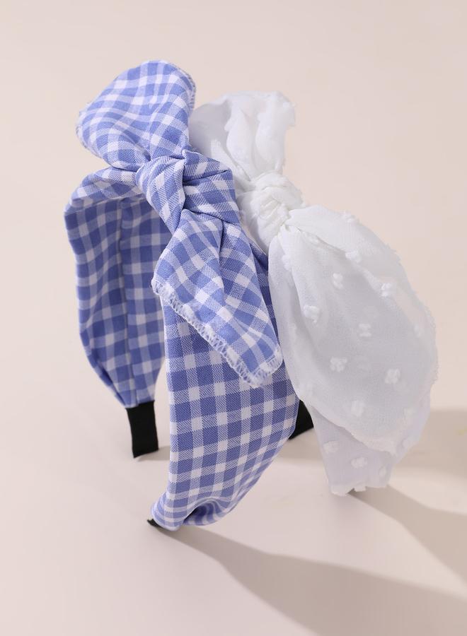 Take Two Pack of 2 - Checked Print Lace Headband - Image 2