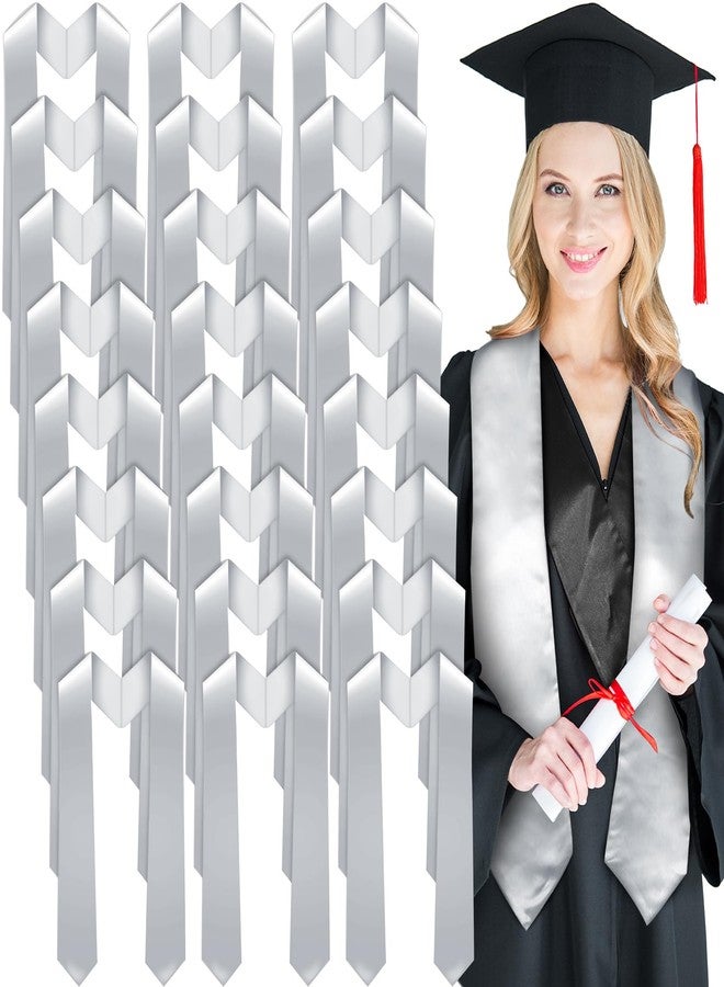Geyoga 24 Pieces Unisex Graduation Stole Bulk Sublimation Blank Plain Graduation Sash Honor Stole for Students, 70 Inches (Silver) - Image 1