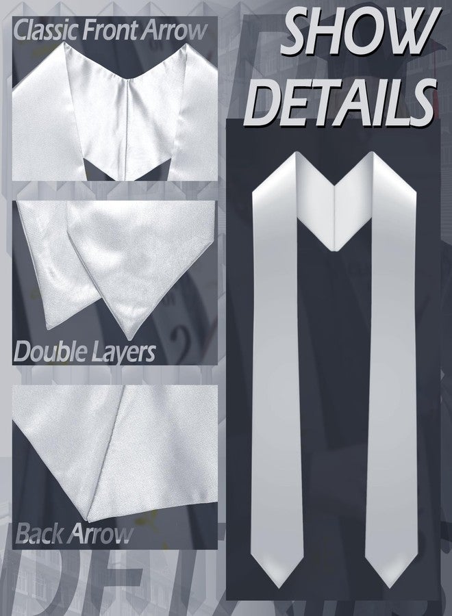 Geyoga 24 Pieces Unisex Graduation Stole Bulk Sublimation Blank Plain Graduation Sash Honor Stole for Students, 70 Inches (Silver) - Image 4
