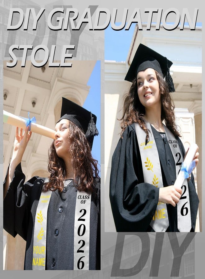 Geyoga 24 Pieces Unisex Graduation Stole Bulk Sublimation Blank Plain Graduation Sash Honor Stole for Students, 70 Inches (Silver) - Image 2