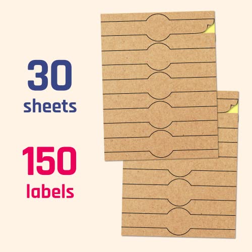 TownStix 150 Pack, Brown Kraft Soap Labels Stickers, Laser/Inkjet Printing - Letter Size Sheet, 1" x 8.5" - Image 5