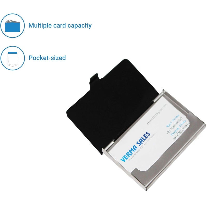 OFIXO Credit Card Holder Protector Stainless Steel Credit Card Wallet Slim Metal Credit Card Case for Women or Men (BLACK-1150) - Image 2