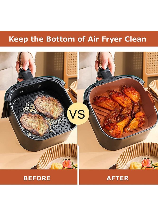 Gray Silicone Air Fryer Basket Liners Square - 1Pcs Reusable Air Fryer Silicone Pots for Food Safe Air fryers Oven Accessories (8.1 Inch)  - Image 3