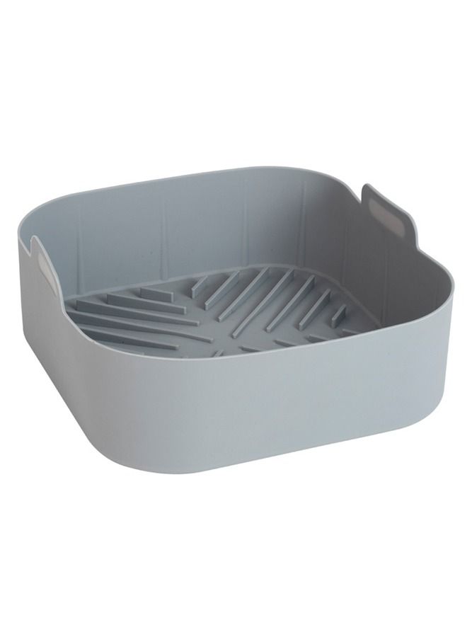 Gray Silicone Air Fryer Basket Liners Square - 1Pcs Reusable Air Fryer Silicone Pots for Food Safe Air fryers Oven Accessories (8.1 Inch)  - Image 1