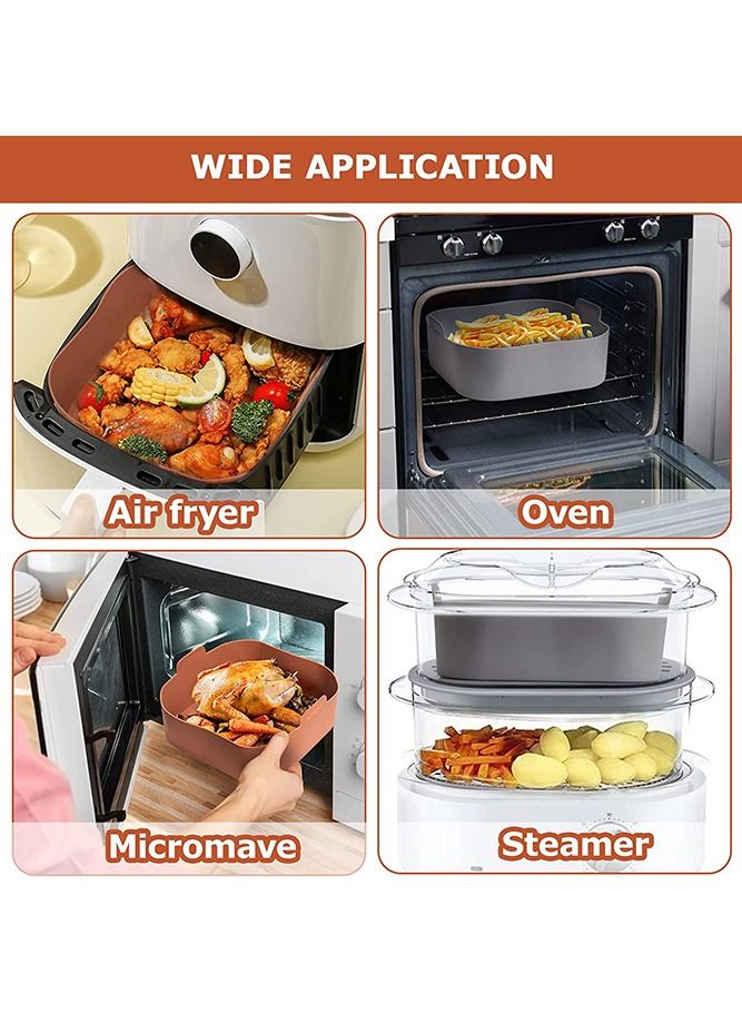 Gray Silicone Air Fryer Basket Liners Square - 1Pcs Reusable Air Fryer Silicone Pots for Food Safe Air fryers Oven Accessories (8.1 Inch)  - Image 5