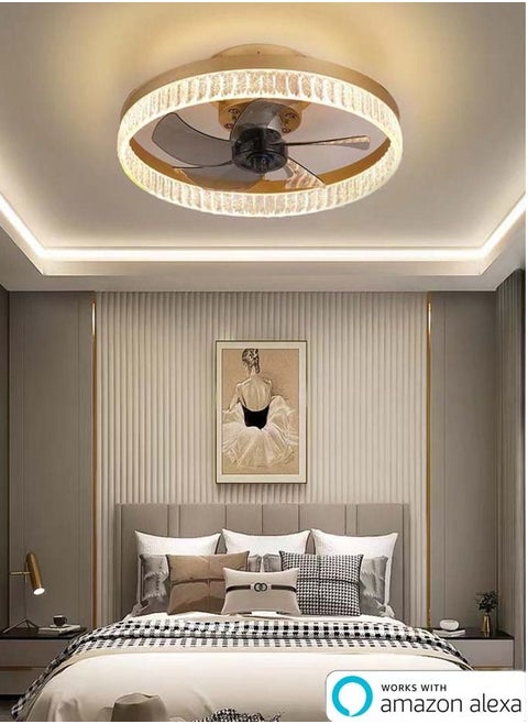The Third Generation Smart Fan Lamp With Remote And Mobile App Works With Alexa