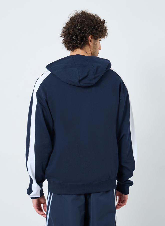 ستايلي هودي كحلي مطرز بسحاب أمامي - Image 5