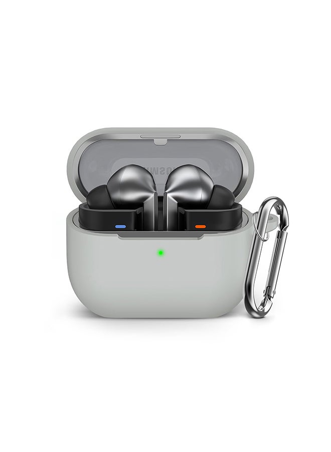 O Ozone Silicone Case For Samsung Galaxy Buds 3 / 3 Pro Case Cover, Soft and Flexible Ultra-Thin Shockproof Cover Slim-Fit Anti-Fall Earphone Case Cover- Grey - Image 1